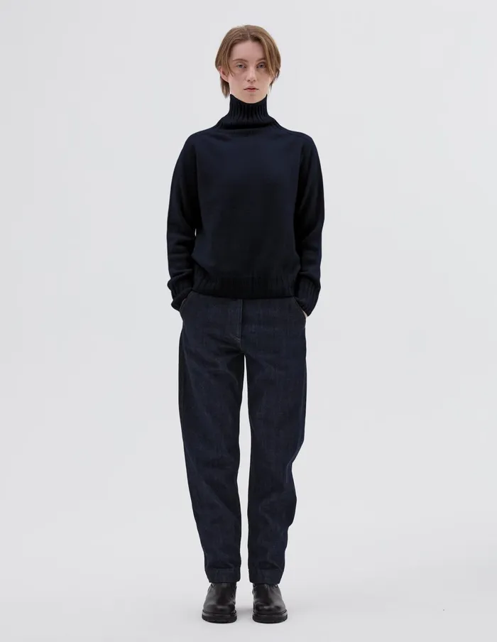 Women Wide Roll Neck Dark Navy Margaret Howell Knitwear
