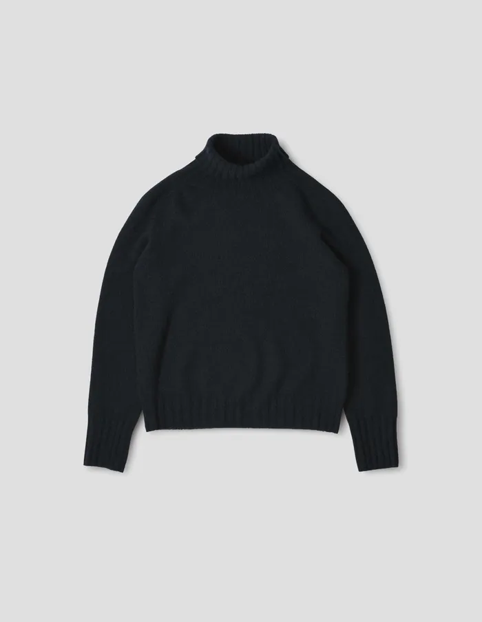 Women Wide Roll Neck Dark Navy Margaret Howell Knitwear