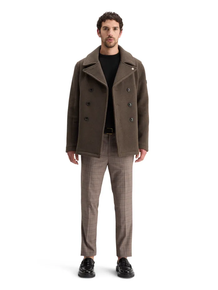 WOOL BLEND PEACOAT Coffee Men Scotch and Soda Jackets and Coats