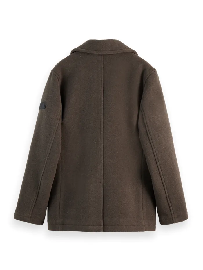 WOOL BLEND PEACOAT Coffee Men Scotch and Soda Jackets and Coats
