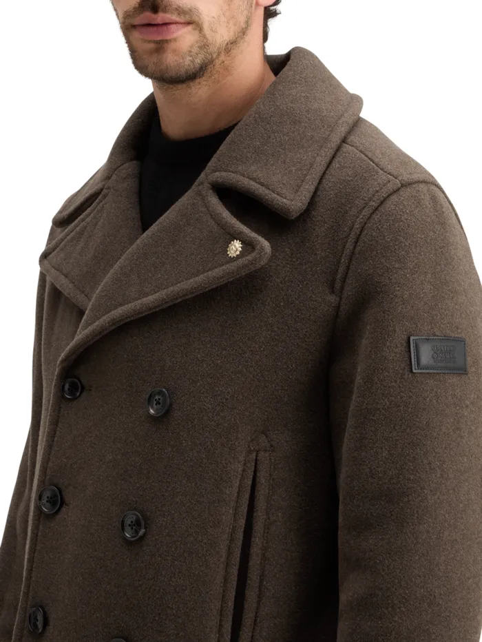 WOOL BLEND PEACOAT Coffee Men Scotch and Soda Jackets and Coats