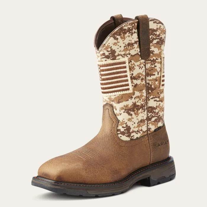 WorkHog Patriot Steel Toe Work Boot Earth Sand Camo Men Ariat Western Boots