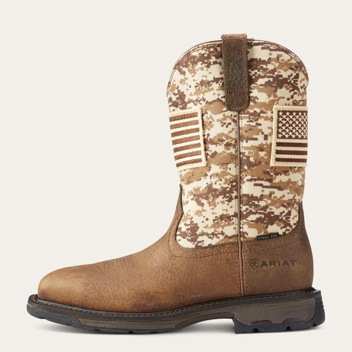WorkHog Patriot Steel Toe Work Boot Earth Sand Camo Men Ariat Western Boots