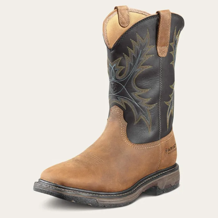 WorkHog Wide Square Toe Waterproof Steel Toe Work Boot Aged Bark Men Ariat Work Boots