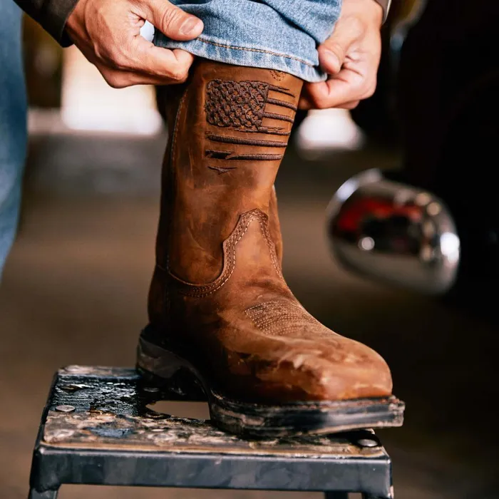WorkHog XT Patriot Waterproof Carbon Toe Work Boot Distressed Brown Men Ariat Western Boots WorkHog XT Patriot Waterproof Carbon Toe Work Boot Distressed Brown Men Ariat Western Boots