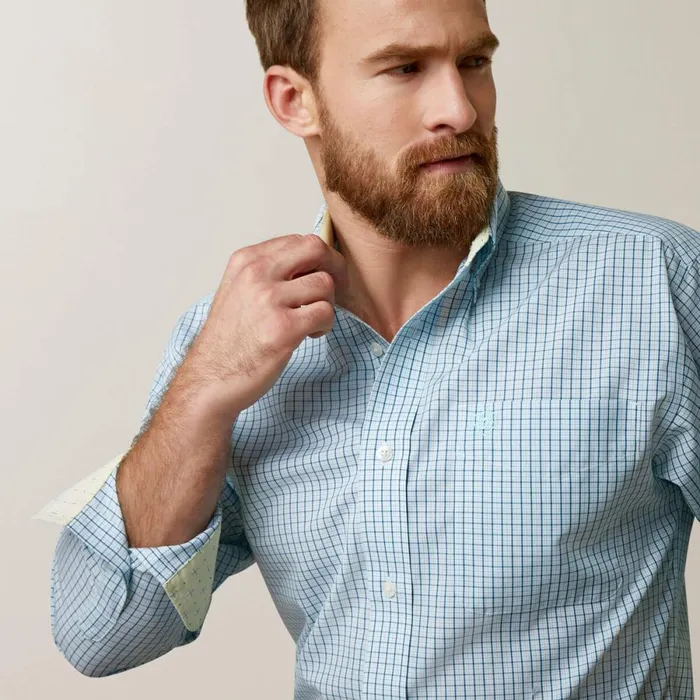 Wrinkle Free Colten Fitted Shirt Aqua Men Ariat Button Down Shirts Wrinkle Free Colten Fitted Shirt Aqua Men Ariat Button Down Shirts