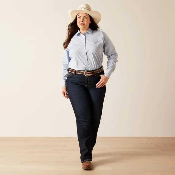 Wrinkle Resist Team Kirby Stretch Shirt Ultramarine Stripe Women Ariat TShirts and Tops Wrinkle Resist Team Kirby Stretch Shirt Ultramarine Stripe Women Ariat TShirts and Tops