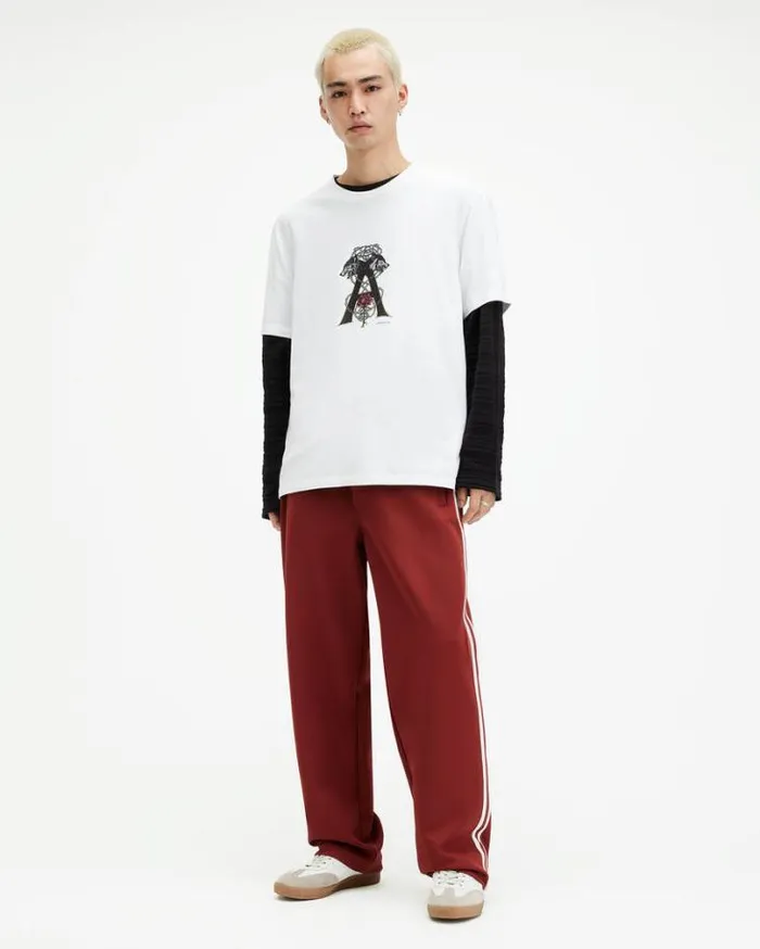Wulfane Printed Relaxed Fit TShirt Optic White Men AllSaints TShirts