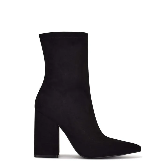 Xrey Heeled Booties Black Suede Women Nine West Boots and Booties