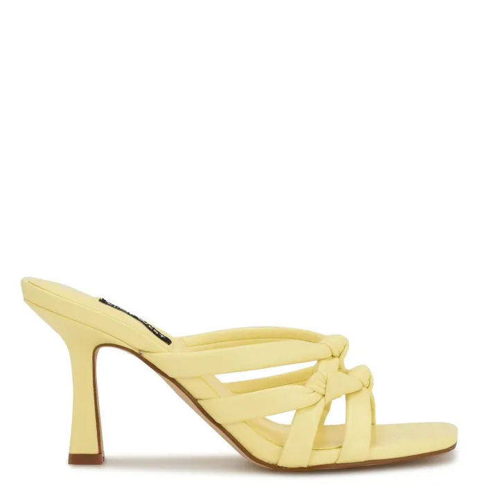 Yeander Heeled Slide Sandals Light Yellow Women Nine West Dress