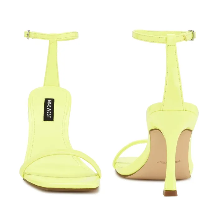 Yess Ankle Strap Sandals Neon Lime Patent Women Nine West Heeled Yess Ankle Strap Sandals Neon Lime Patent Women Nine West Heeled