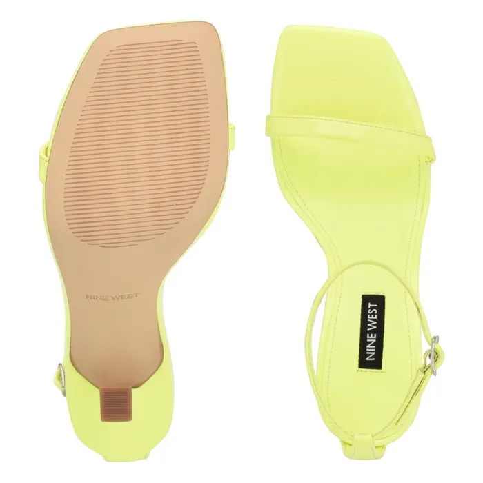 Yess Ankle Strap Sandals Neon Lime Patent Women Nine West Heeled Yess Ankle Strap Sandals Neon Lime Patent Women Nine West Heeled