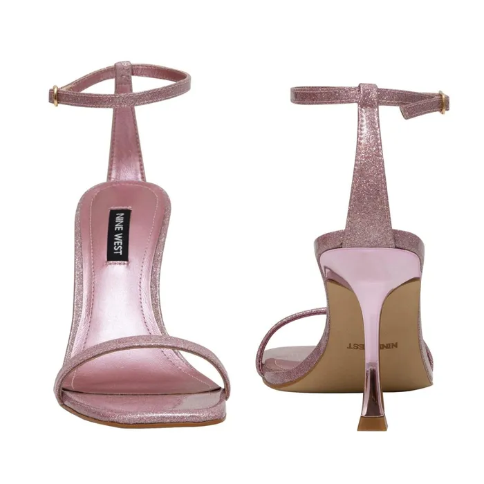 Yess Ankle Strap Sandals Pink Glitter Women Nine West Heeled Yess Ankle Strap Sandals Pink Glitter Women Nine West Heeled