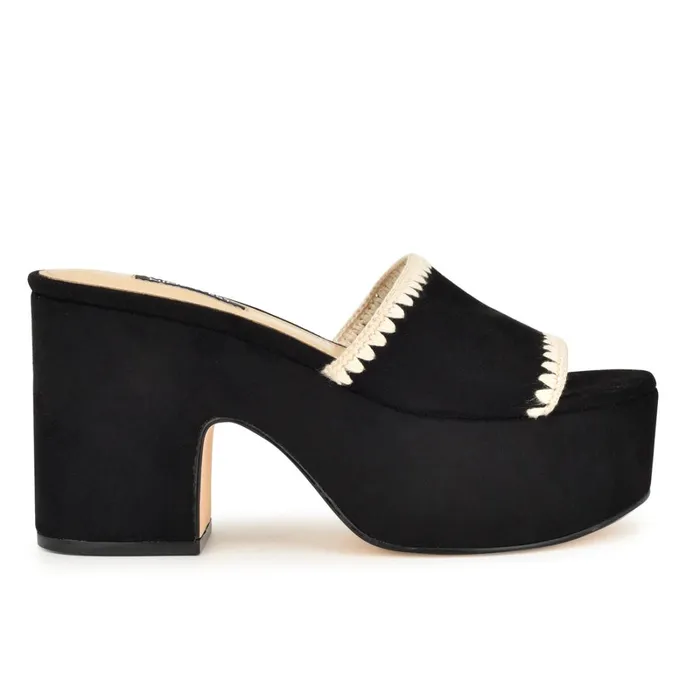 Yickie Platform Slide Sandals Black Women Nine West Casual