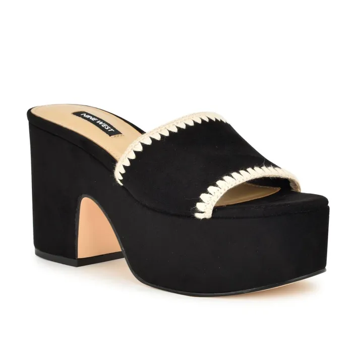 Yickie Platform Slide Sandals Black Women Nine West Casual Yickie Platform Slide Sandals Black Women Nine West Casual