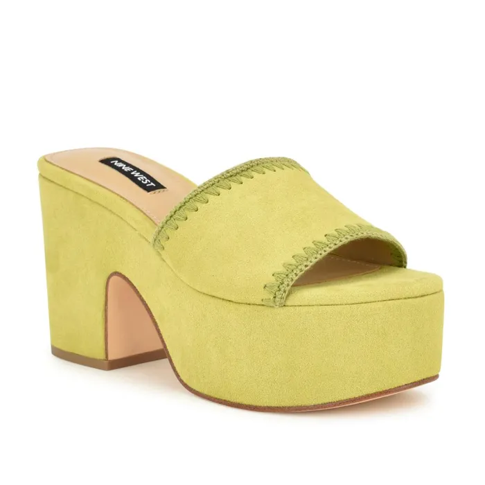 Yickie Platform Slide Sandals Green Women Nine West Platforms Yickie Platform Slide Sandals Green Women Nine West Platforms