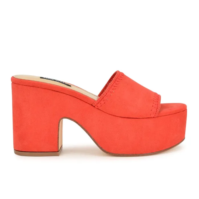Yickie Platform Slide Sandals Red Women Nine West Platforms