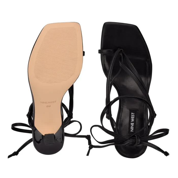 Yippie Ankle Wrap Heeled Sandal Black Women Nine West Mid Heels Yippie Ankle Wrap Heeled Sandal Black Women Nine West Mid Heels