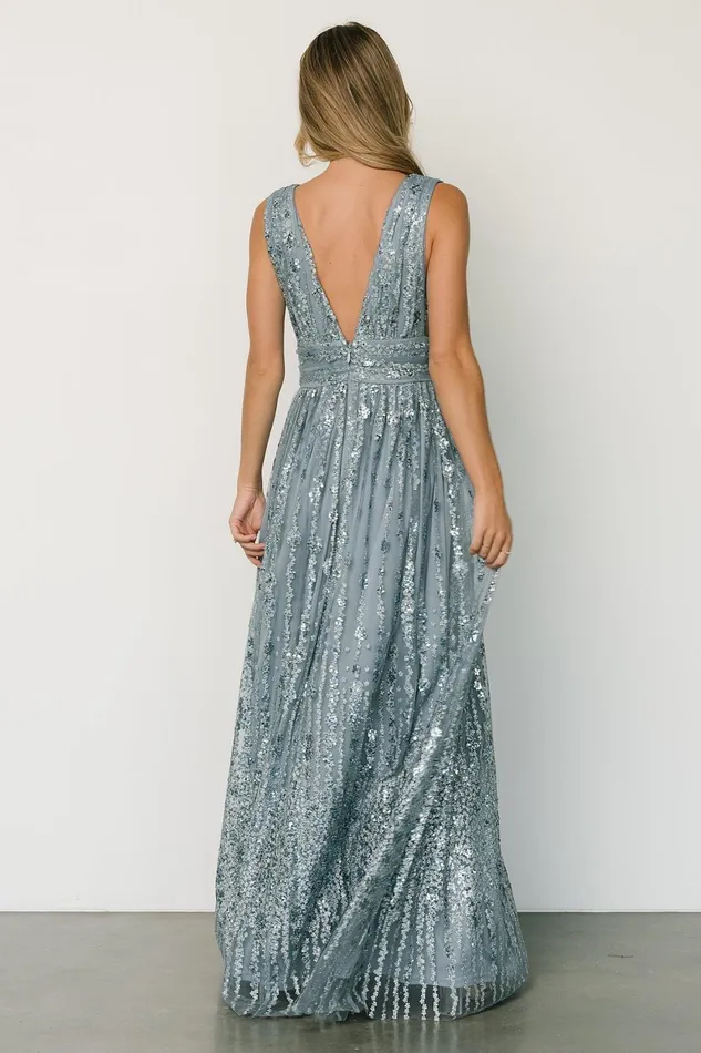 Yvette Sequin Gown Slate Blue Women Baltic Born Embellished Sequin Yvette Sequin Gown Slate Blue Women Baltic Born Embellished Sequin