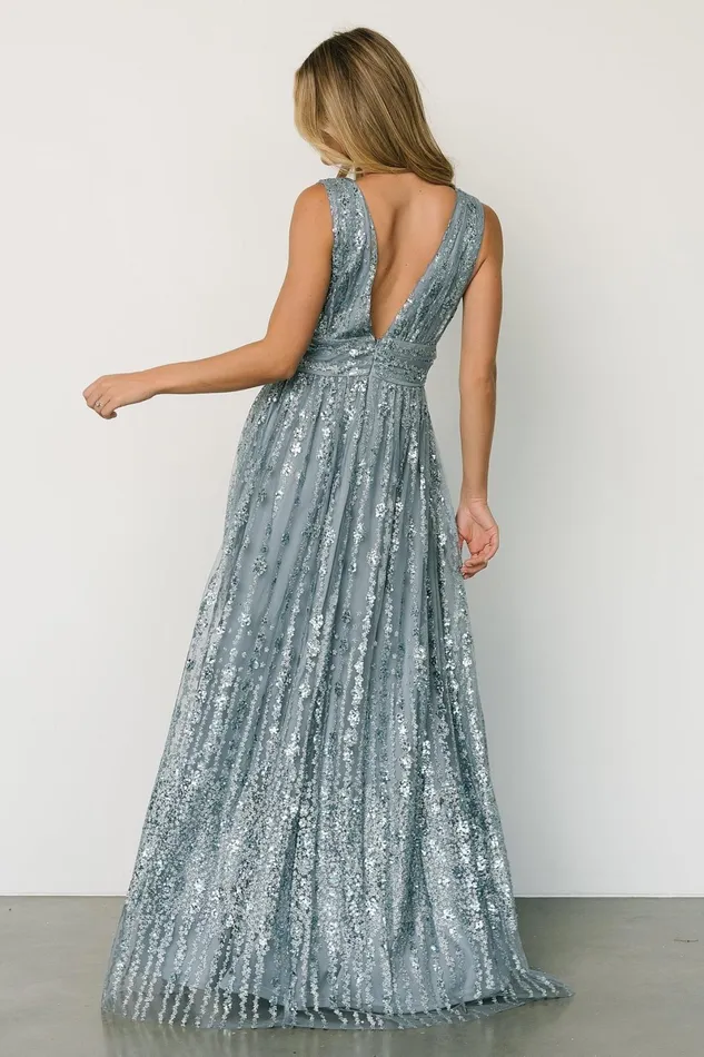 Yvette Sequin Gown Slate Blue Women Baltic Born Embellished Sequin Yvette Sequin Gown Slate Blue Women Baltic Born Embellished Sequin