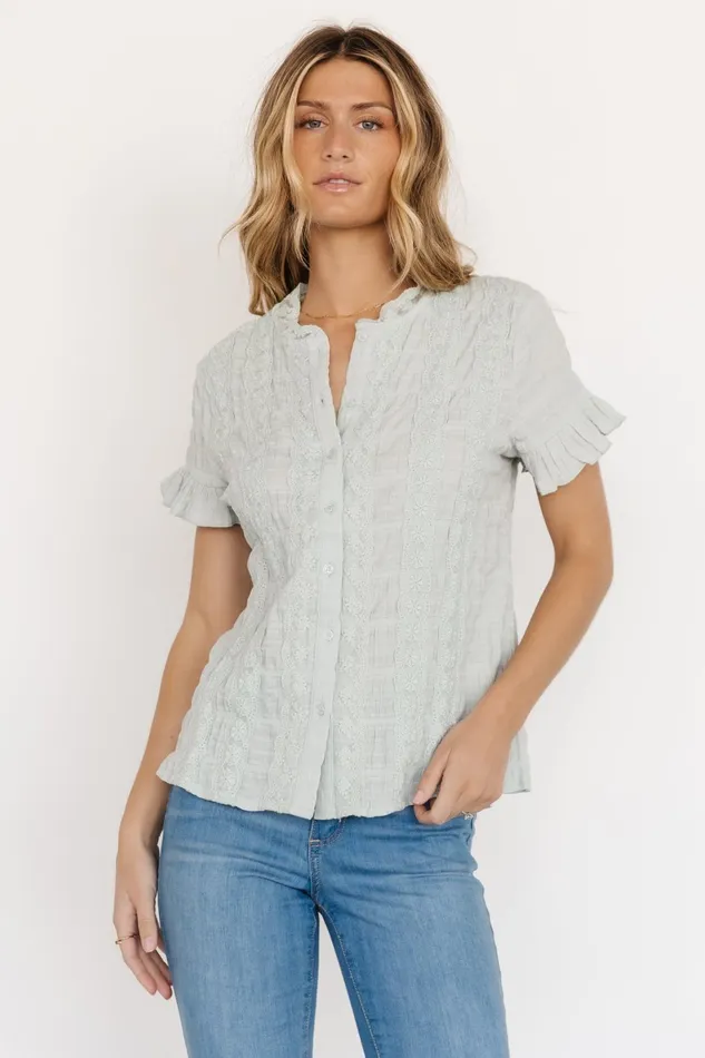 Zara Lace Top Sage Women Baltic Born Blouses Shirts