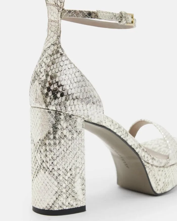 Zig Snake Leather Platform Heel Sandal Metallic Gold Women AllSaints Shoes and Boots Zig Snake Leather Platform Heel Sandal Metallic Gold Women AllSaints Shoes and Boots