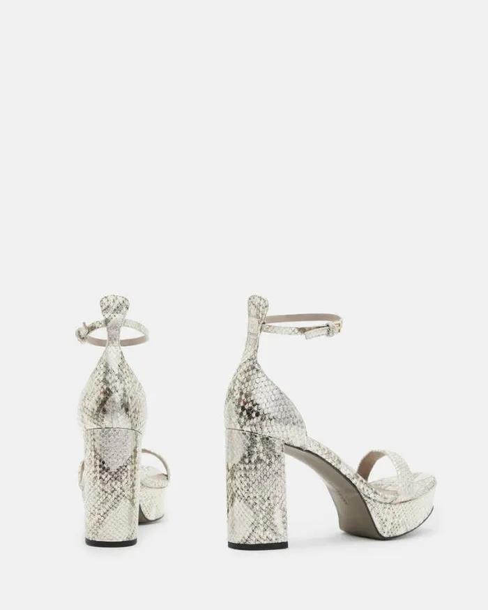 Zig Snake Leather Platform Heel Sandal Metallic Gold Women AllSaints Shoes and Boots Zig Snake Leather Platform Heel Sandal Metallic Gold Women AllSaints Shoes and Boots