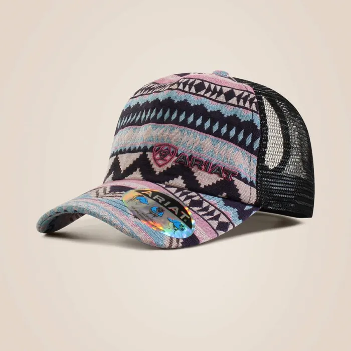 Zigzag Stripe Print Cap Pink Women Ariat Hats and Caps