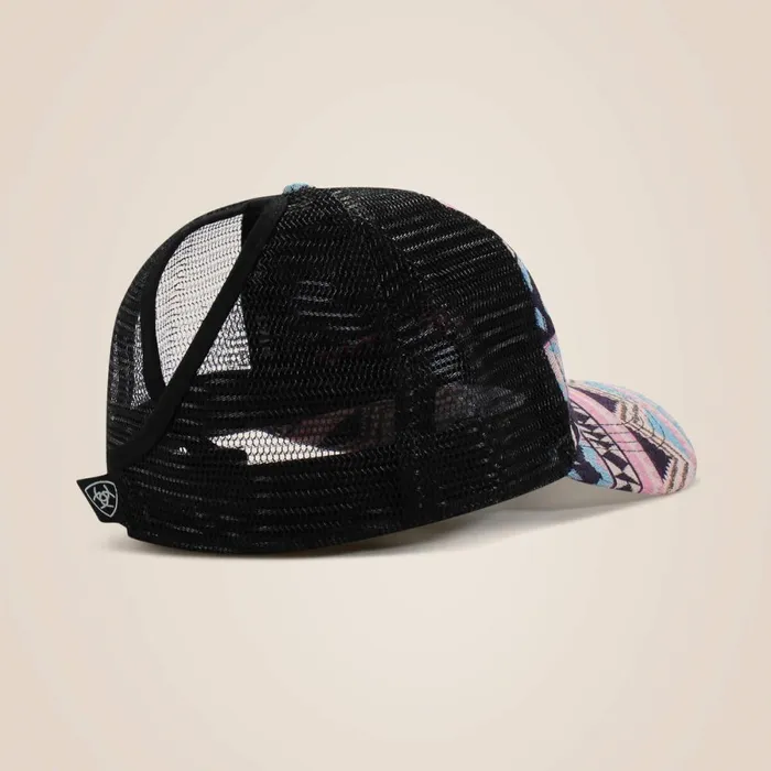 Zigzag Stripe Print Cap Pink Women Ariat Hats and Caps