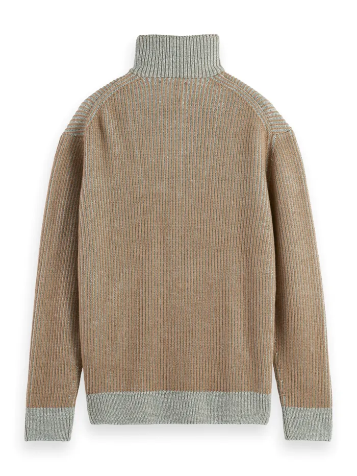ZIP TROYER ALPACA WOOL BLEND SWEATER Mocha Men Scotch and Soda Knitwear