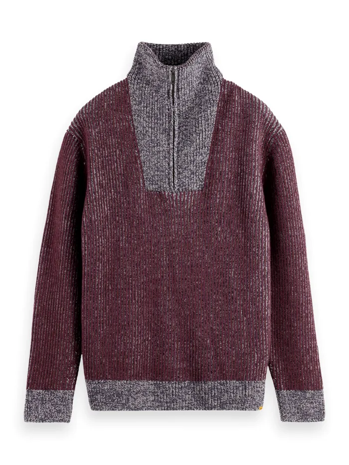 ZIP TROYER ALPACA WOOL BLEND SWEATER Mocha Men Scotch and Soda Knitwear